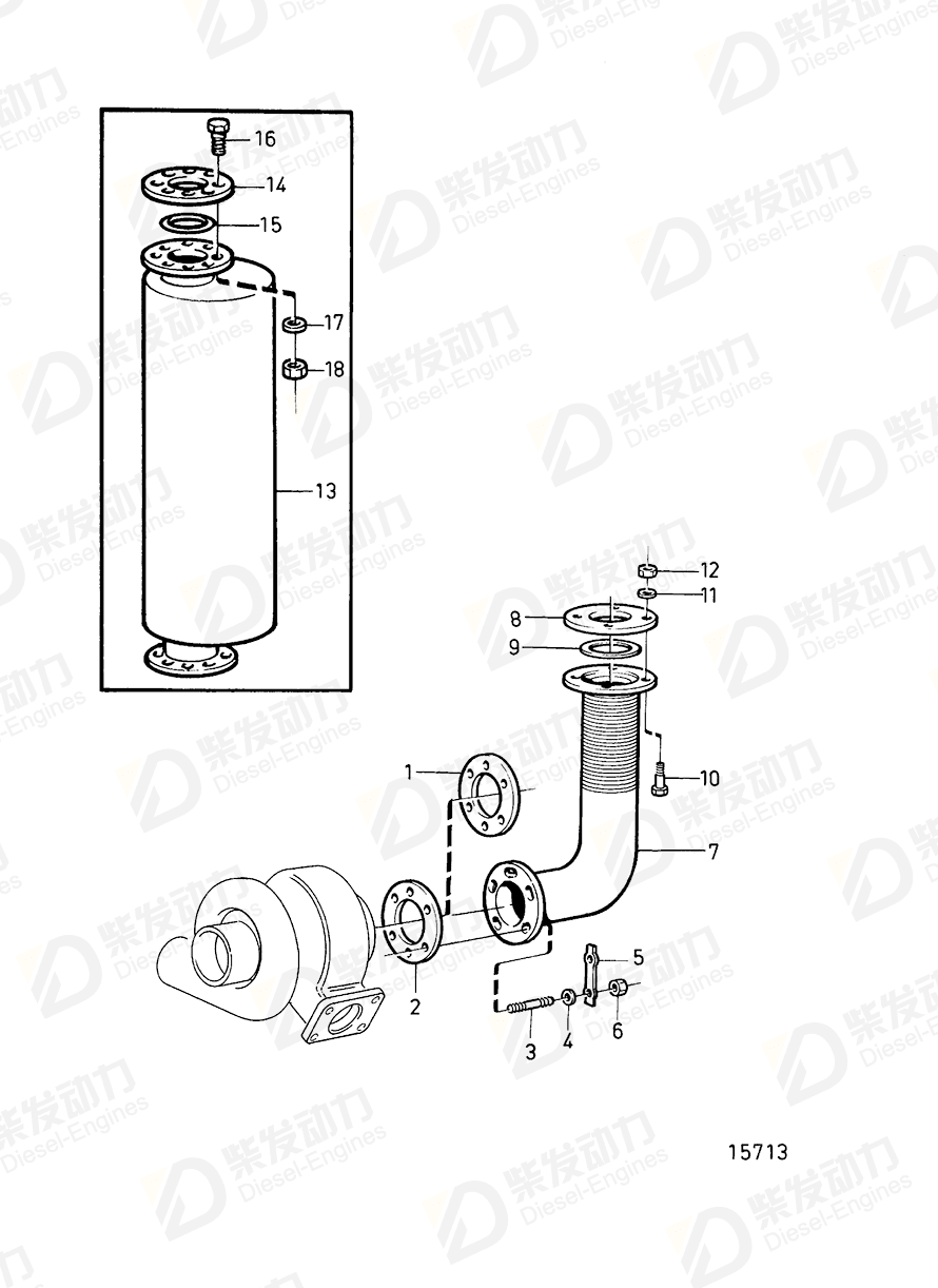 VOLVO Exhaust hose 3826559 Drawing
